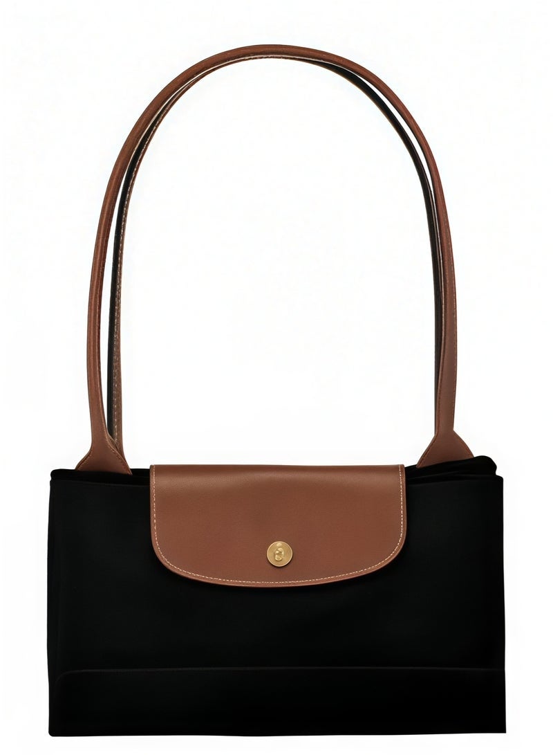 لونغشامب - حقيبة يد نسائية كلاسيكية عصرية متعددة الاستخدامات متوسطة الحجم، حقيبة تسوق وحقيبة كتف، باللون الأسود الكلاسيكي - Image 5